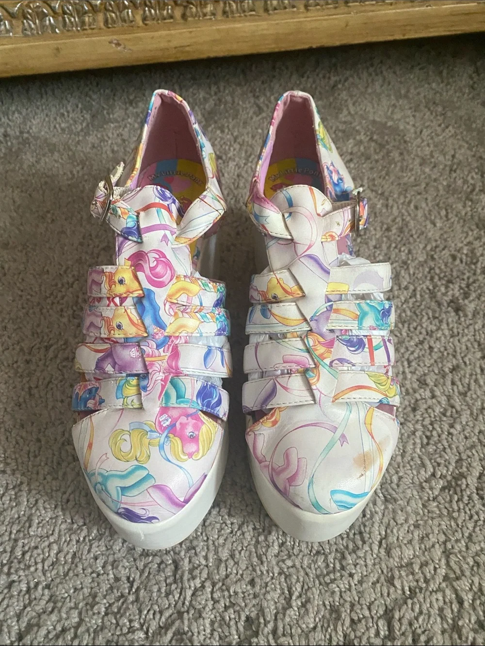 Iron Fist My little pony Multi-Color Printed platform sandals size 6 US
